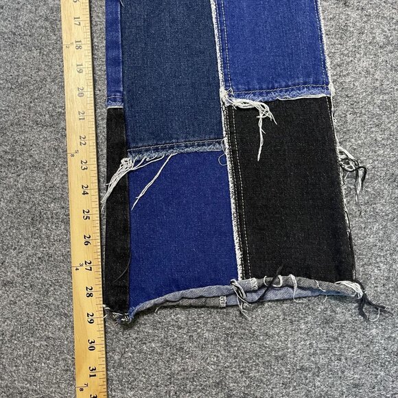 Shein High Waisted Patch Spliced Ankle Straight Leg Jeans Size L - Picture 4 of 5